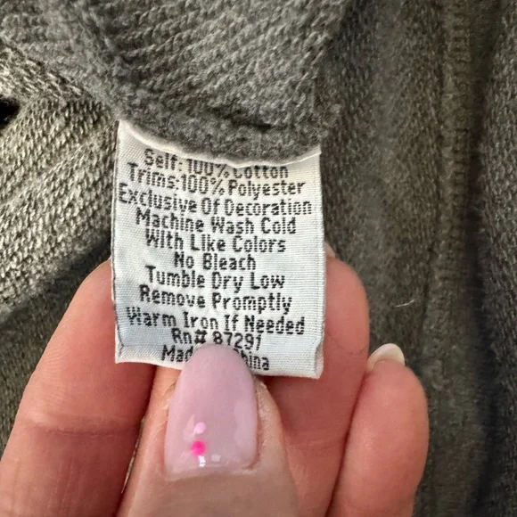 JW Los Angeles Gray Embroidered Bird Floral Sweatshirt Top M D45 - Picture 8 of 8